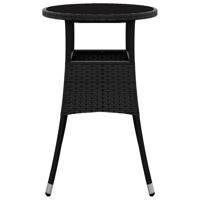 Tuintafel Ø60x75 cm gehard glas en poly rattan zwart - thumbnail