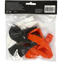 Creativ Company Ballonnen, rond, d 23-26 cm, zwart, oranje, wit, 10 stuk/ 1 doos - thumbnail