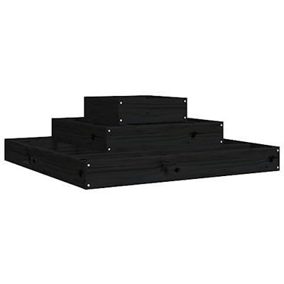 VidaXL Plantenbak 80x80x27 cm massief grenenhout zwart VidaXL Plantenbak 80x80x27 cm massief grenenhout zwart