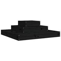 VidaXL Plantenbak 80x80x27 cm massief grenenhout zwart - thumbnail