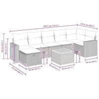 8-delige Loungeset met kussens poly rattan grijs - thumbnail