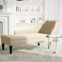Chaise longue met kussen en rechterarmleuning stof crmekleurig - thumbnail