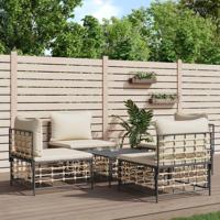 5-delige Loungeset met kussens poly rattan antracietkleurig - thumbnail
