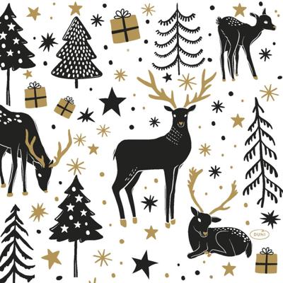 Duni 3-laags tissue servet magic winter 24x24cm wit 20 stuks