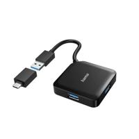 Hama USB-hub, 4-poorts, USB 3.2 Gen1, 5 Gbit/s, incl. USB-C-adapter USB Hub Zwart - thumbnail