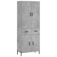 Hoge kast 69,5x34x180 cm bewerkt hout betongrijs - thumbnail