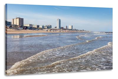 Schilderij -Strand van Zandvoort, Noordzee, 100x70cm. premium print, wanddecoratie