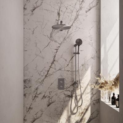 Brauer Brushed Carving Thermostatische Regendoucheset Inbouw - Hoofddouche 30 cm - Rechte Wandarm - 3 Weg - Handdouche 3 Standen - Doucheslang - Geintegreerde Glijstang - Rvs