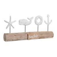 Decoratieve figuren DKD Home Decor Verouderde afwerking Bruin Wit Hars Mangohout Walvis (57 x 10 x 28 cm) - thumbnail