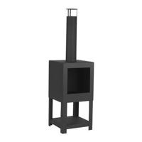 Esschert Design tuinhaard met houtopslag zwart ff410 - thumbnail