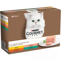 Gourmet Gold Mousse met kip, zalm, niertjes, konijn natvoer kat 1 verpakking (48 x 85 g) - thumbnail