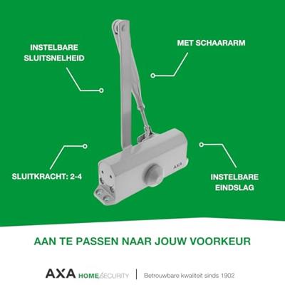 AXA AXA 7504 deurdranger met schaararm sluitkracht 2-4 - aluminiumgrijs