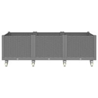 Plantenbak met wielen 150x80x54 cm polypropeen lichtgrijs - thumbnail