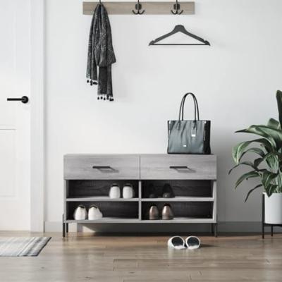 VidaXL Schoenenbank 102x35x55 cm bewerkt hout grijs sonoma eikenkleur VidaXL Schoenenbank 102x35x55 cm bewerkt hout grijs sonoma eikenkleur