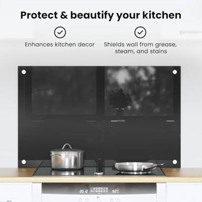 VidaXL Keuken achterwand zwart 80 x 50 cm gehard glas