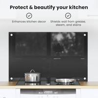 VidaXL Keuken achterwand zwart 80 x 50 cm gehard glas - thumbnail
