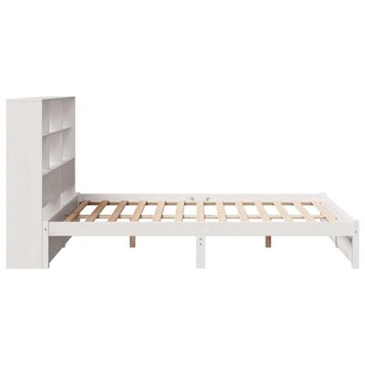 Bed met boekenkast zonder matras grenenhout wit 140x190 cm