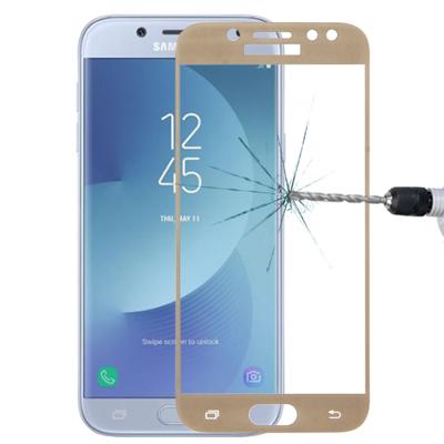 Voor Galaxy J5 (2017) (EU versie) 0 26 mm 9H oppervlaktehardheid 2.5D gebogen zeefdruk volledige scherm gehard glas Screen Protector (goud)