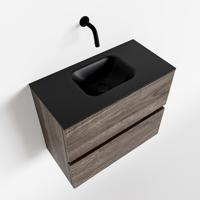 MONDIAZ ADA 60cm toiletmeubel dark brown. LEX wastafel urban midden zonder kraangat - thumbnail