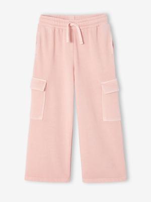 Wijde joggingbroek voor meisjes roze (poederkleur)