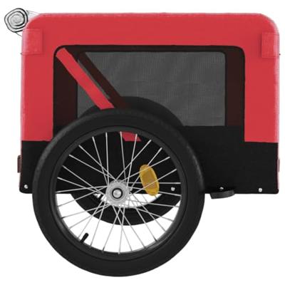Hondenfietstrailer oxford stof en ijzer rood en zwart - thumbnail