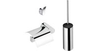 Geesa Wynk Toiletaccessoireset - Toiletborstel met houder - Toiletrolhouder met klep - Handdoekhaak - Chroom 914500-02-115 - thumbnail