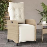 Tuinstoelen 2 st verstelbaar met voetensteun poly rattan beige - thumbnail