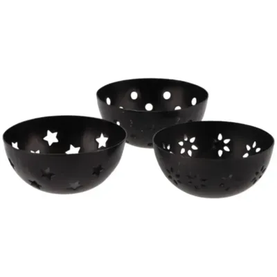 Daan Kromhout Theelichthouder/ geurblokjeshouder amber metaal zwart 7,5 cm 3 assorti | 24 stuks