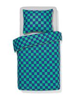 HEMA Kinderdekbedovertrek 140x200cm zacht katoen ruiten (groen) - thumbnail