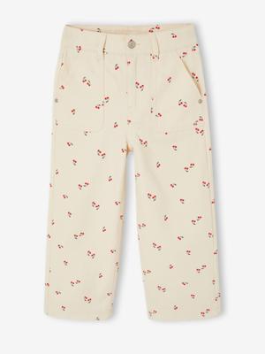 Wijde broek voor meisjes met kersen van katoen vanille