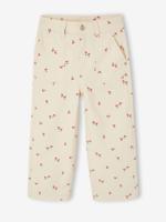 Wijde broek voor meisjes met kersen van katoen vanille - thumbnail