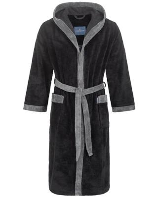 Morgenstern Morgenstern herenbadjas met capuchon Elio 2 zwart Maat XL Morgenstern Morgenstern herenbadjas met capuchon Elio 2 zwart Maat XL