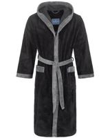 Morgenstern Morgenstern herenbadjas met capuchon Elio 2 zwart Maat XL - thumbnail