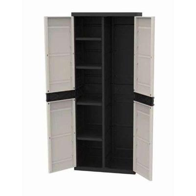 TITANIUM PLASTIKEN Kledingkast met 2 deuren en planken L70 x B44 x H176 cm Beige en zwart assortiment TITANIUM Binnen / buiten