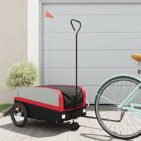 VidaXL Fietstrailer 45 kg ijzer zwart en rood - thumbnail
