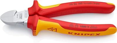 Knipex Zijsnijtang verchroomd ge‹soleerd met meer-componentengrepen, VDE-getest 160 mm - 7026160 - thumbnail