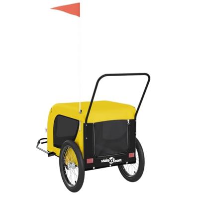 Hondenfietstrailer oxford stof en ijzer geel en zwart - thumbnail