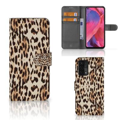 OPPO A54 5G | A74 5G | A93 5G | Telefoonhoesje | Met pasjeshouder | Leopard