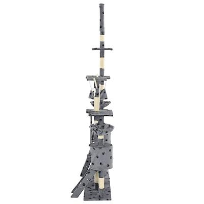 Kattenpaal met sisal krabpalen 230-250 cm pootafdrukken grijs Kattenpaal met sisal krabpalen 230-250 cm pootafdrukken grijs