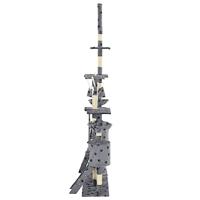 Kattenpaal met sisal krabpalen 230-250 cm pootafdrukken grijs - thumbnail