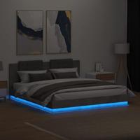 Bedframe met hoofdbord en LED-verlichting betongrijs 160x200 cm - thumbnail