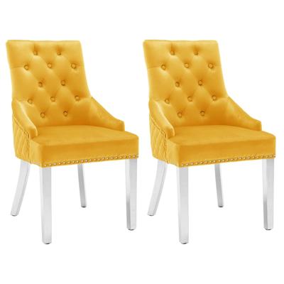 VidaXL Eetkamerstoelen 2 st fluweel geel VidaXL Eetkamerstoelen 2 st fluweel geel