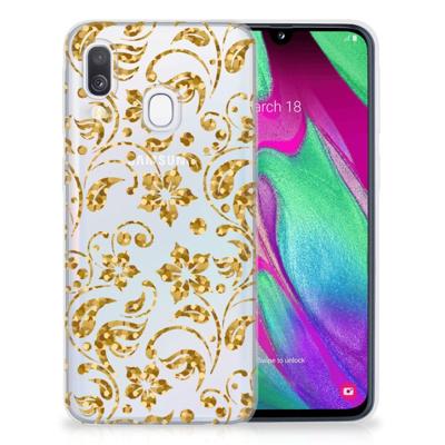 Samsung Galaxy A40 | TPU Case | Gouden Bloemen Samsung Galaxy A40 | TPU Case | Gouden Bloemen