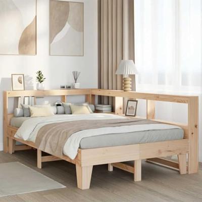 Bed met boekenkast zonder matras massief grenenhout 135x190 cm - thumbnail