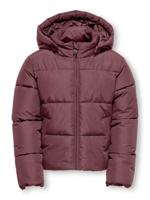 Kids ONLY winter winterjas meisjes - rood bruin - KogJuta - puffer - capuchon - thumbnail