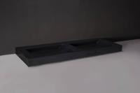 Wastafel Forzalaqua Bellezza Doppio Graniet Gezoet 160,5x51,5x9 cm Met 2 Kraangaten - thumbnail