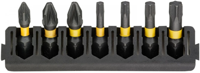 DeWalt Accessoires bitset | houder + impact torsion | 25 mm | pz1 x1, pz2 x2, t15 x1, t20 x1, t25 x1, t30 x1 - dt70813-qz - thumbnail
