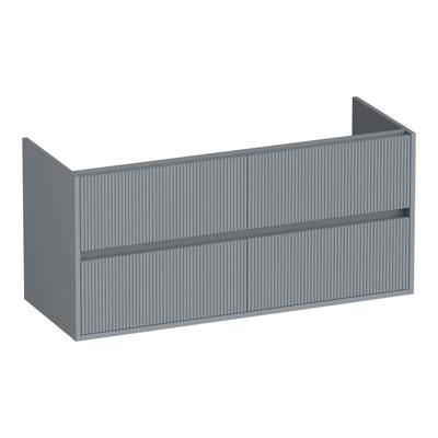 Brauer Adore Wavy - Onderkast - 120 cm - met 4 Softclose Lades Greeploos en 2 Sifon Uitsparingen - Mat Grijs