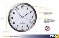 TFA Dostmann 60.3523.02 Wandklok Zendergestuurd 30.5 cm x 4.3 cm RVS Slepend uurwerk (geluidsloos), Energiebesparingsfunctie - thumbnail