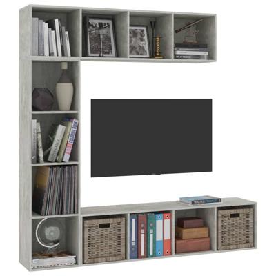 3-delige Boekenkast-/tv-meubelset 180x30x180 cm betongrijs - thumbnail